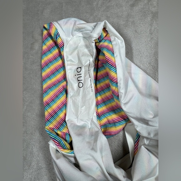 NWOT Onia Rainbow Pinstripe Lace Up One Piece Bikini Swimsuit Size XS - Picture 14 of 15